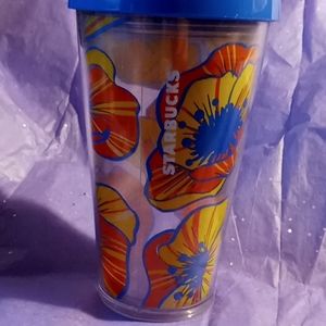 16 oz plastic floral Starbucks cup